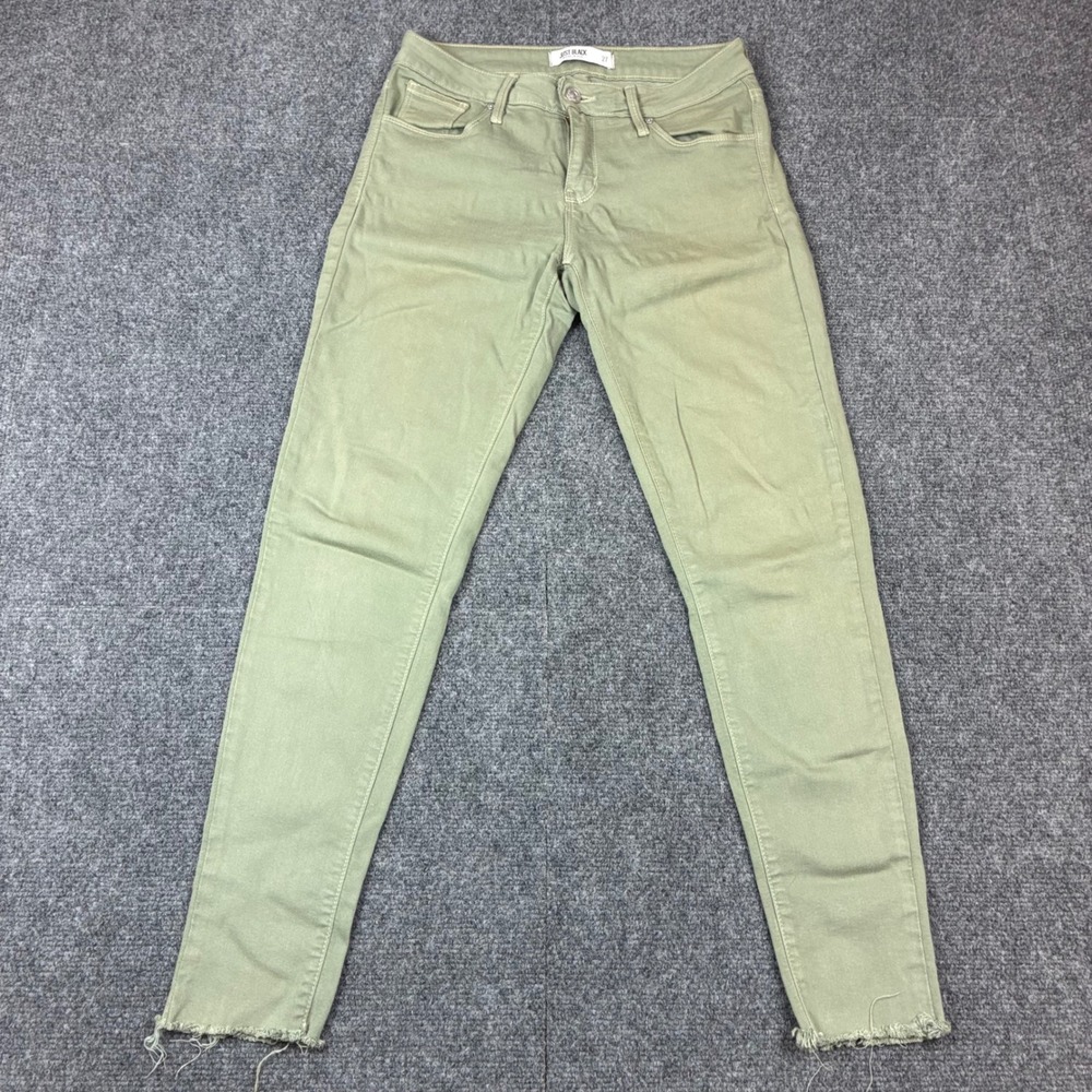 Just Black Olive‎ Green Skinny Jeans Raw Hem Made in USA Size 27 Slim Fit Denim